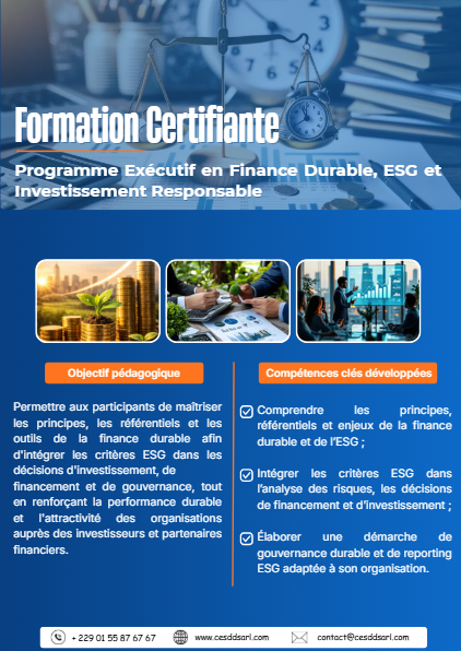 Programme Exécutif en Finance Durable, ESG et Investissement Responsable