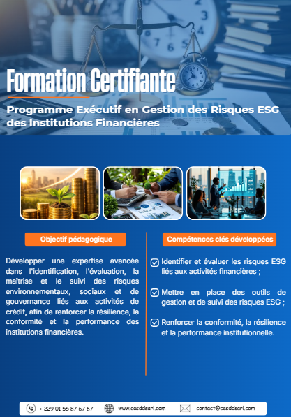 Programme Exécutif en Gestion des Risques ESG des Institutions Financières