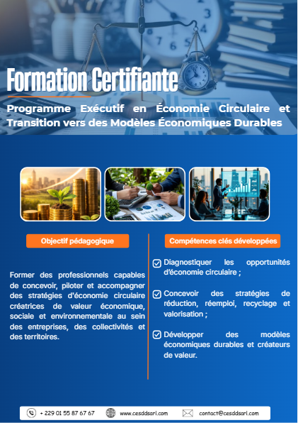 Programme Exécutif en Économie Circulaire et Transition vers des Modèles Économiques Durables