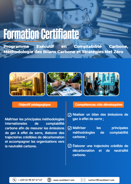 Programme Exécutif en Comptabilité Carbone, Méthodologie des Bilans Carbone et Stratégies Net Zéro