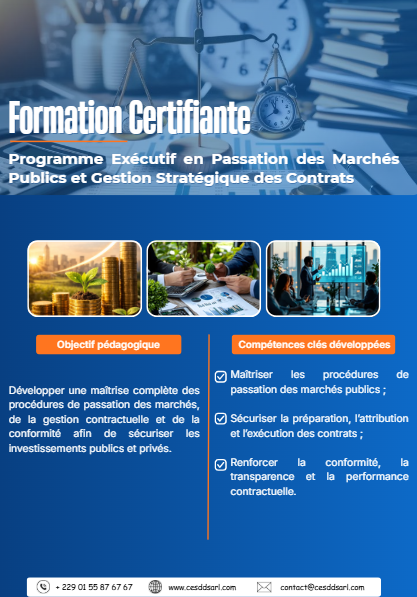 Programme Exécutif en Passation des Marchés Publics et Gestion Stratégique des Contrats