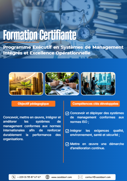 Programme Exécutif en Systèmes de Management Intégrés et Excellence Opérationnelle