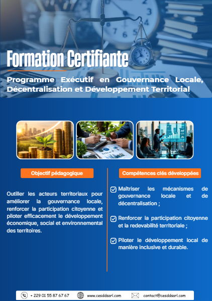 Programme Exécutif en Gouvernance Locale, Décentralisation et Développement Territorial