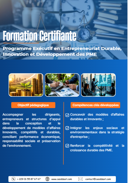 Programme Exécutif en Entrepreneuriat Durable, Innovation et Développement des PME